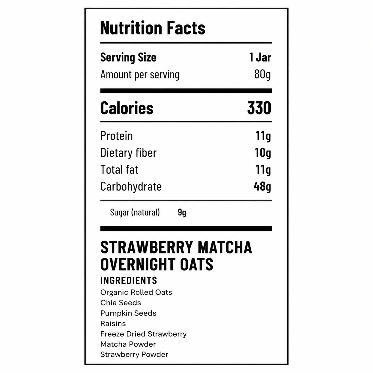 Overnight Oats -  Strawberry Matcha - 80g
