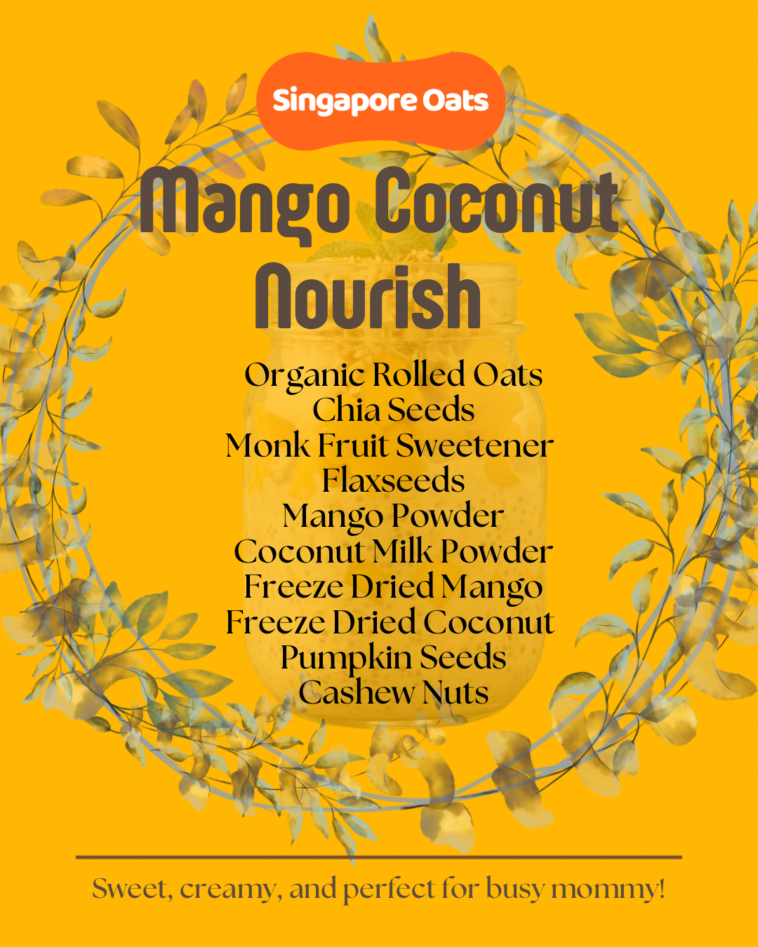 Lactation Overnight Oats -  Mango Coconut Nourish - 90g
