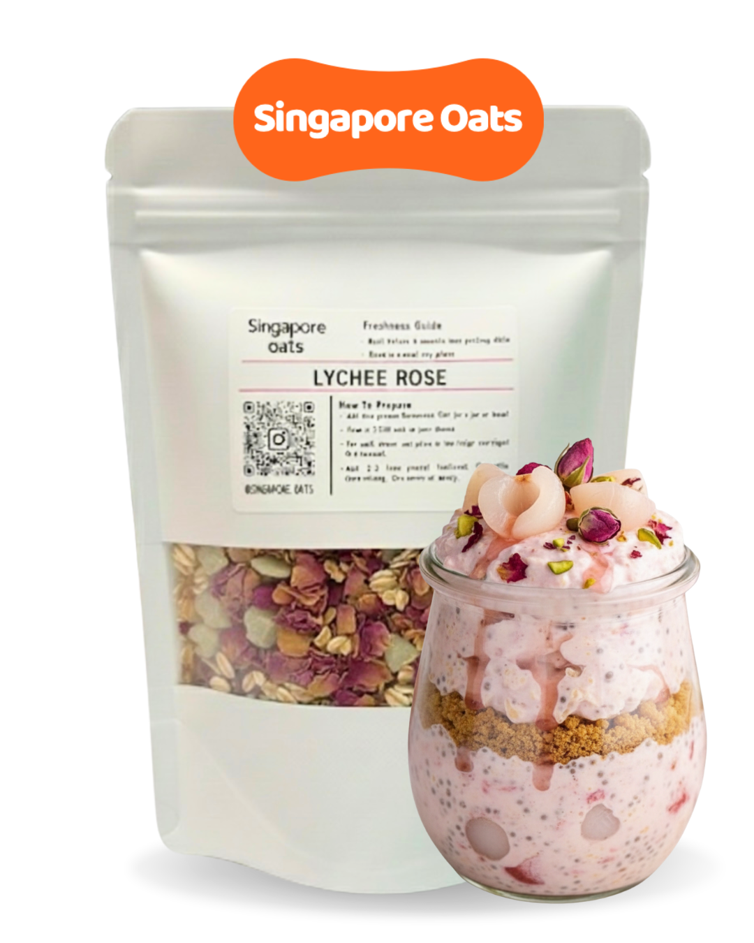 Overnight Oats -  Lychee Rose - 80g