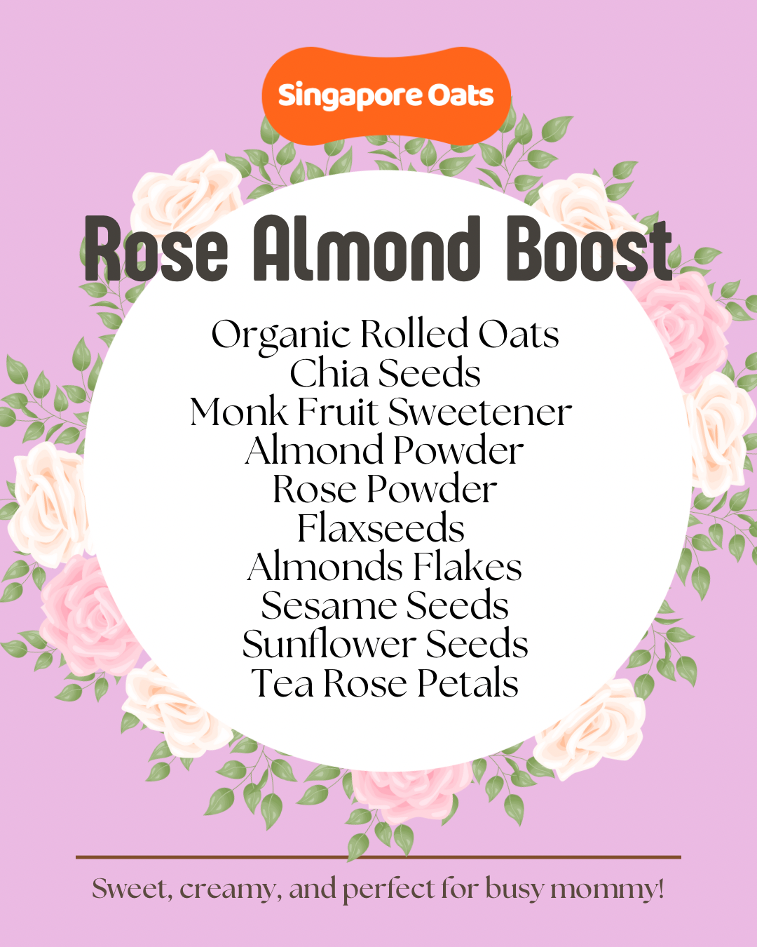 Lactation Overnight Oats -  Rose Almond Boost - 90g