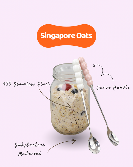 [SINGAPORE OATS] Ceramic Pearl Spoon - Stainless Steel - Dessert Spoon