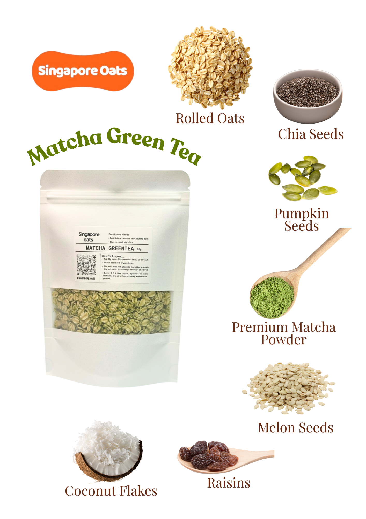 Overnight Oats - Matcha Greentea - 80g