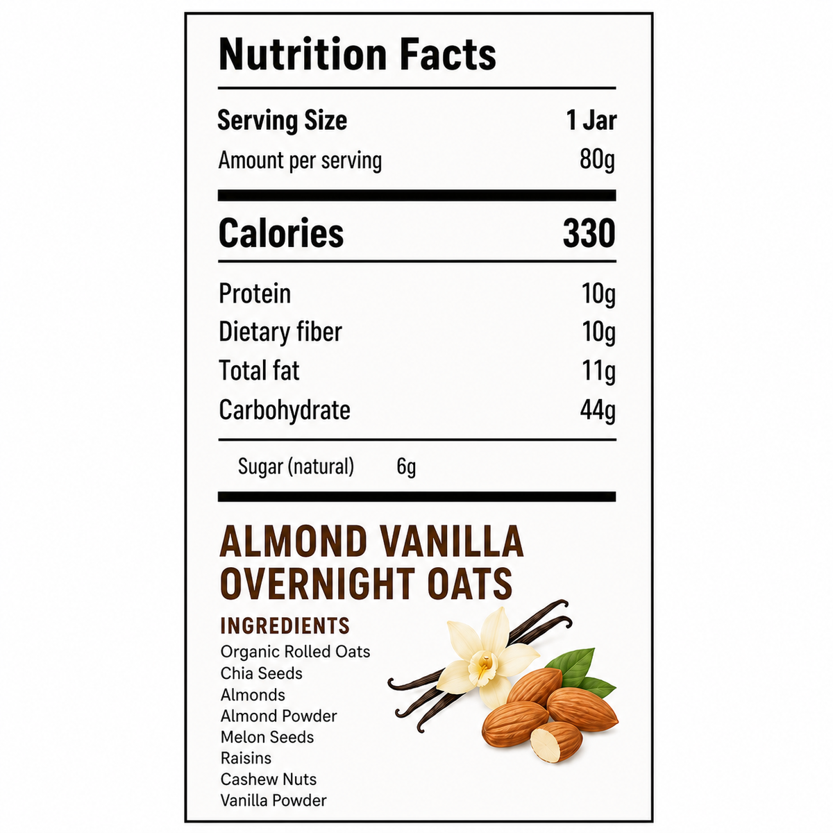 Overnight Oats -  Almond Vanilla - 80g